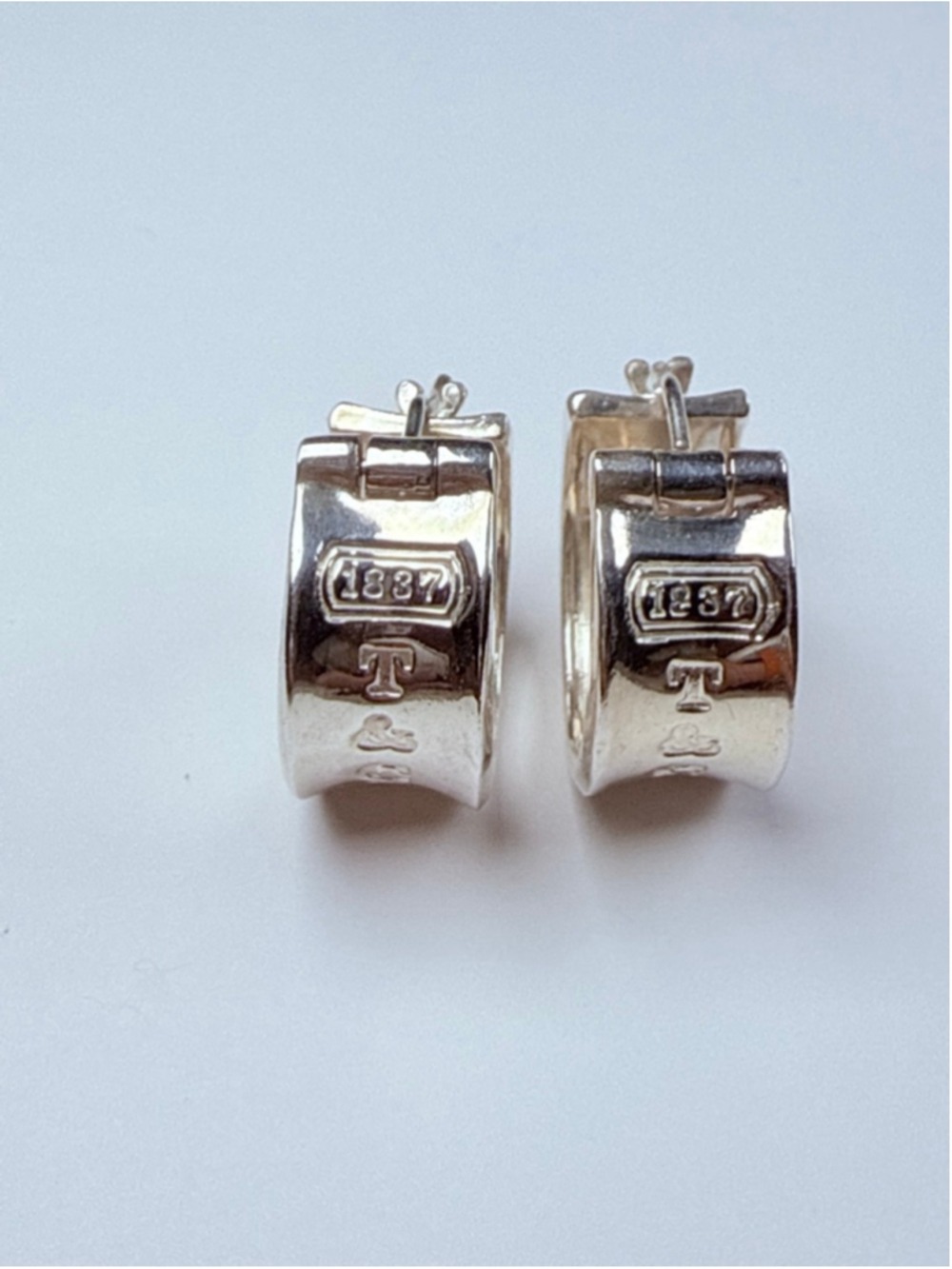 Tiffany & Co. 1837 Wide Huggie Hoop 925 Sterling Silver Earrings